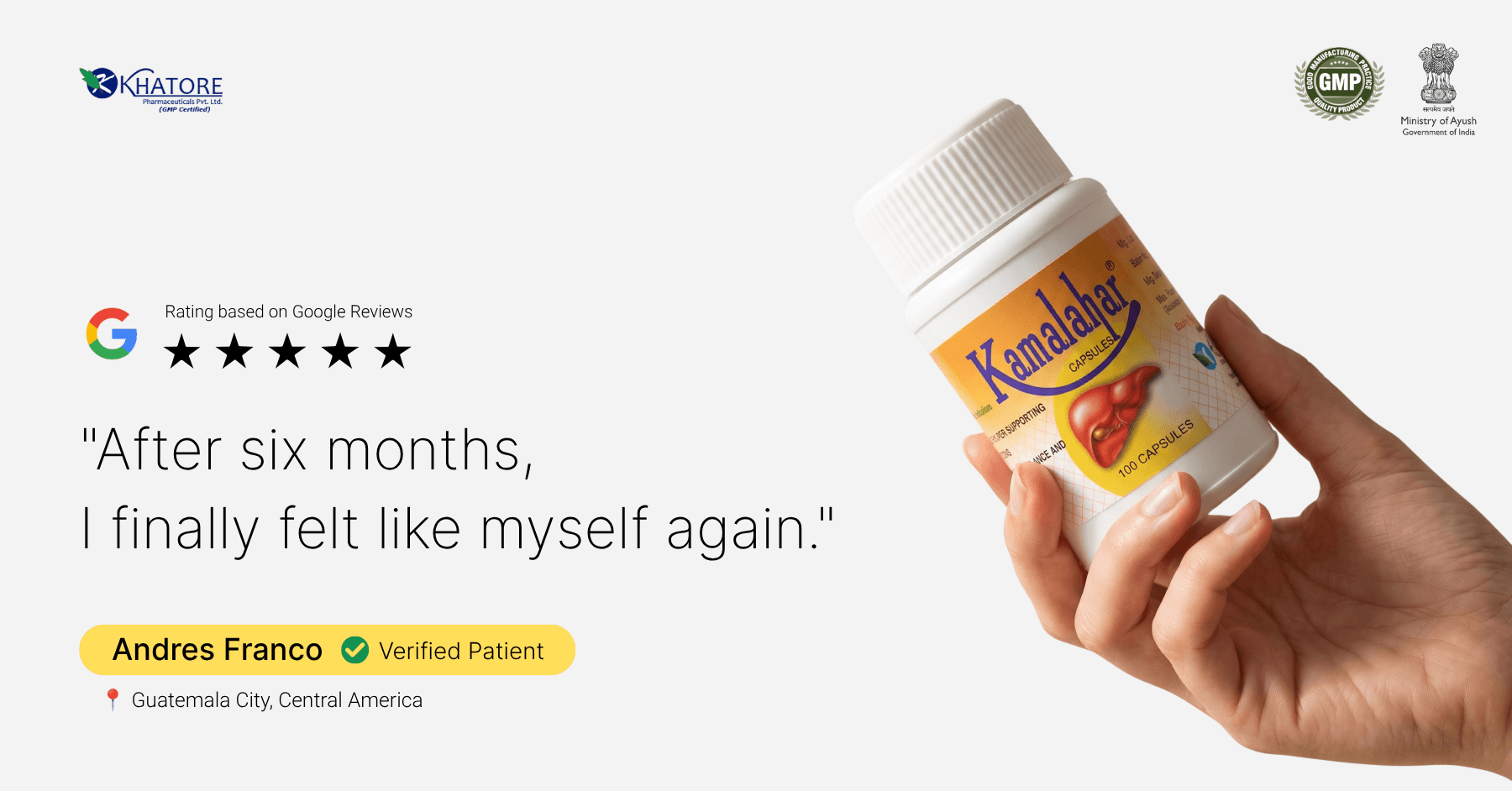 Patient testimonial: "After six months, I finally felt like myself again." — Andres Franco, verified patient, Guatemala City